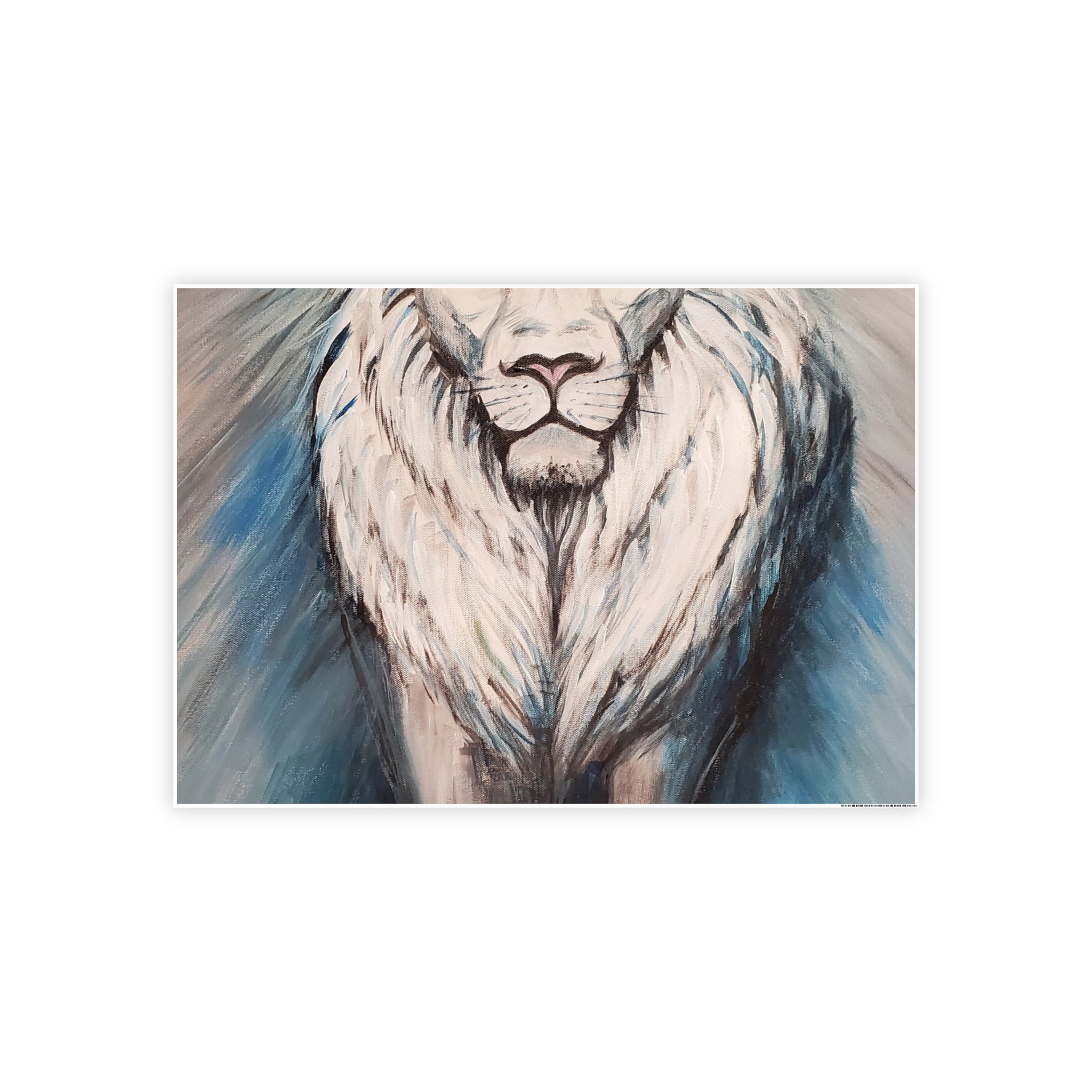 Lion Mane Gloss Poster – Blue Abstract Wildlife Wall Art