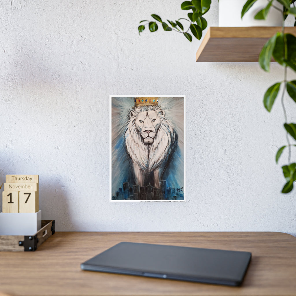 Lion Mane Gloss Poster – Blue Abstract Wildlife Wall Art